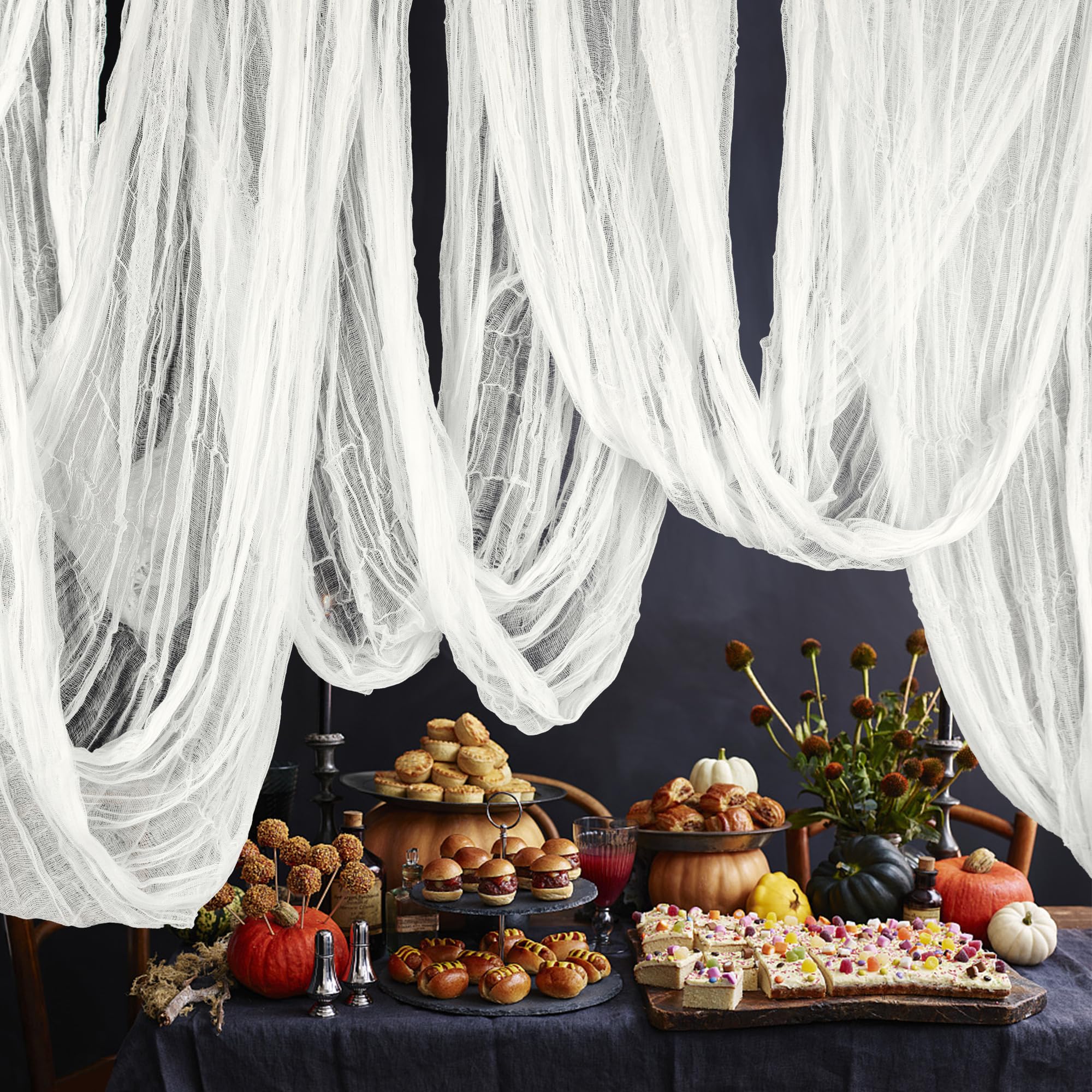 RunNico 197'' x 85'' Halloween Blood Red Scary Gauze, Bloody Haunted House Creepy Cloth, Spooky Fabric Hanging Decoration for Horror Themed Nightmare Party Wall Yard Doorway Porch Decor